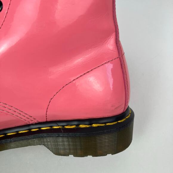 Dr Martens Wmns Sz 9 1460W Bubblegum Pink Patent Lether 8-eye Lace-up Boots - Picture 7 of 16